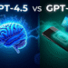 Comparison table showing GPT-4.5 vs GPT-4o performance metrics in 2025